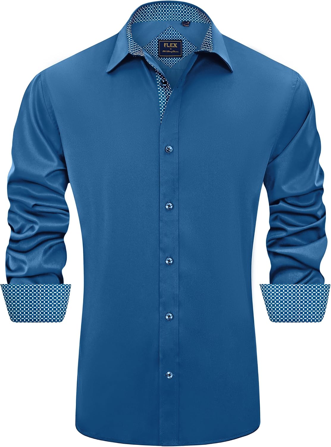 Men's Casual Long Sleeve Stretch Dress Shirt Wrinkle-Free Regular Fit Button Down Shirts