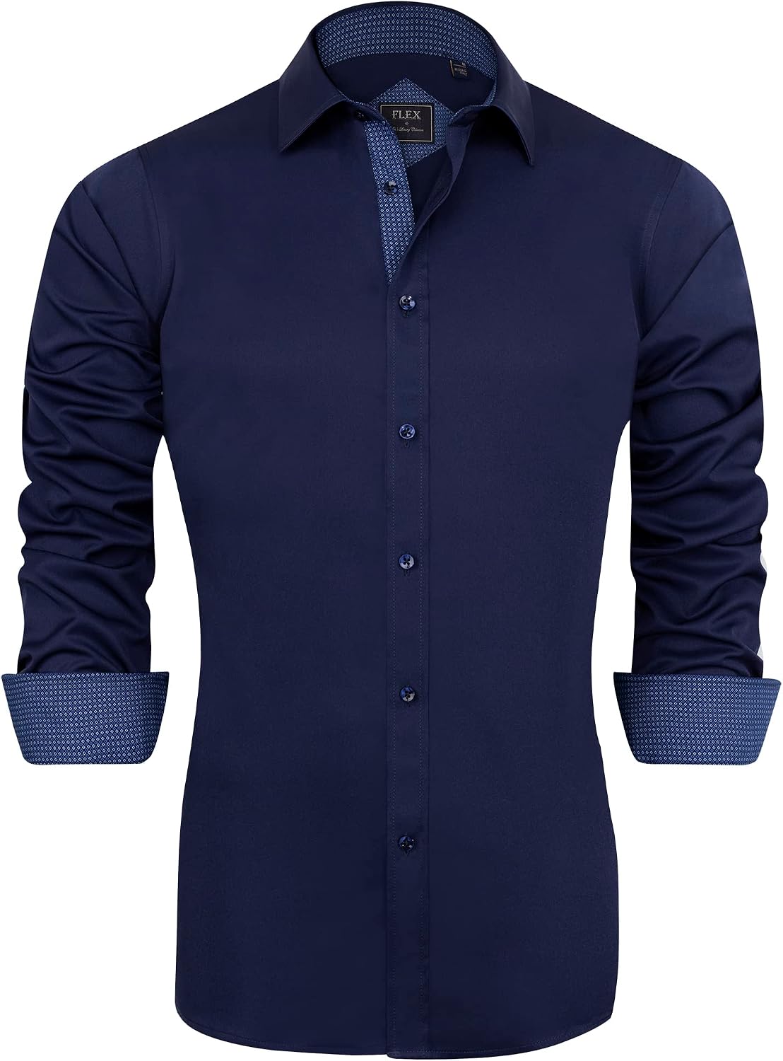 Men's Casual Long Sleeve Stretch Dress Shirt Wrinkle-Free Regular Fit Button Down Shirts
