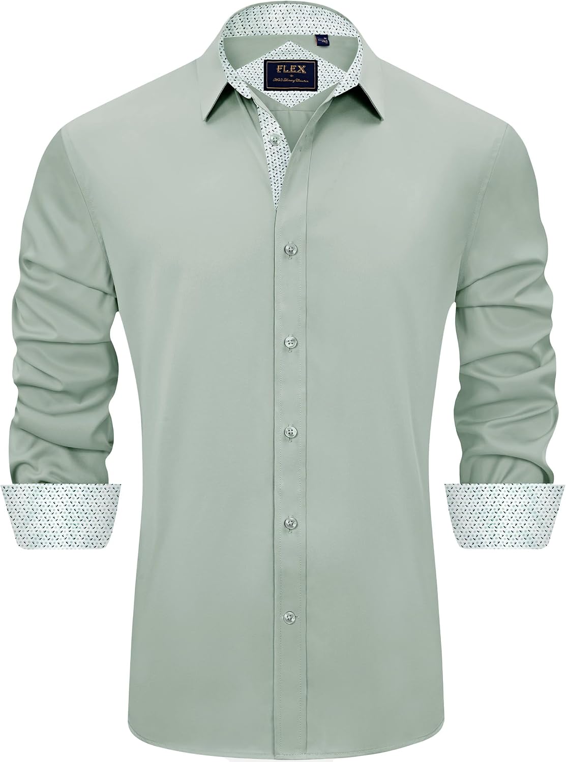 Men's Casual Long Sleeve Stretch Dress Shirt Wrinkle-Free Regular Fit Button Down Shirts