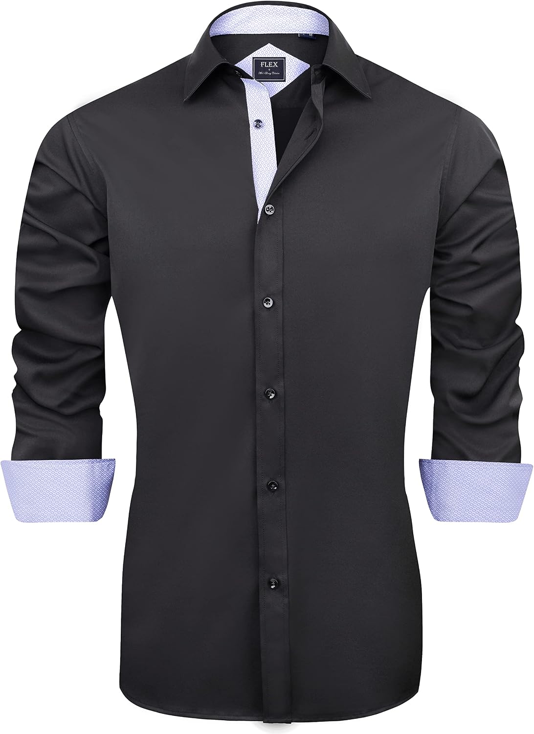 Men's Casual Long Sleeve Stretch Dress Shirt Wrinkle-Free Regular Fit Button Down Shirts