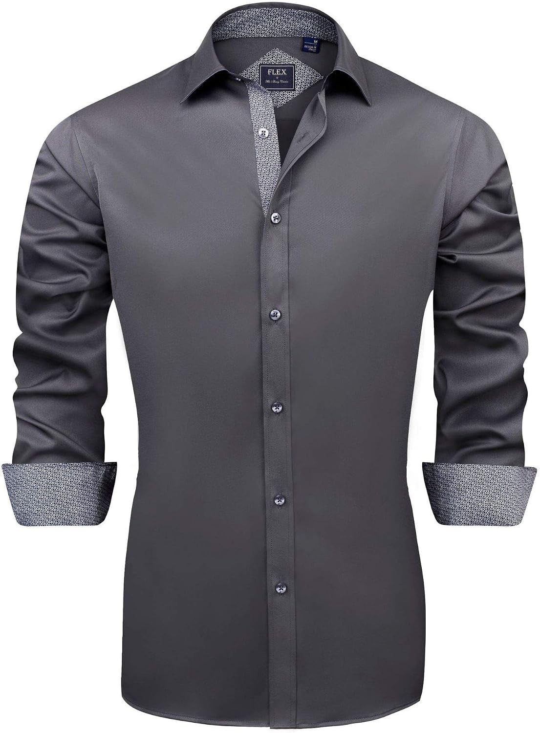 Men's Casual Long Sleeve Stretch Dress Shirt Wrinkle-Free Regular Fit Button Down Shirts