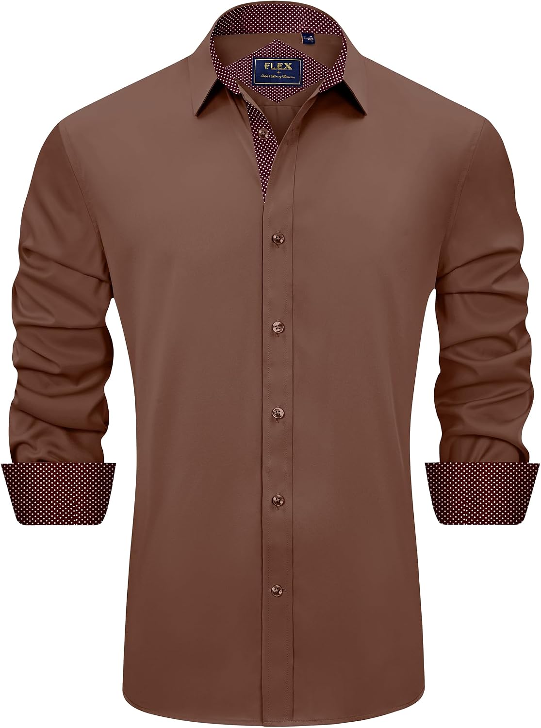 Men's Casual Long Sleeve Stretch Dress Shirt Wrinkle-Free Regular Fit Button Down Shirts