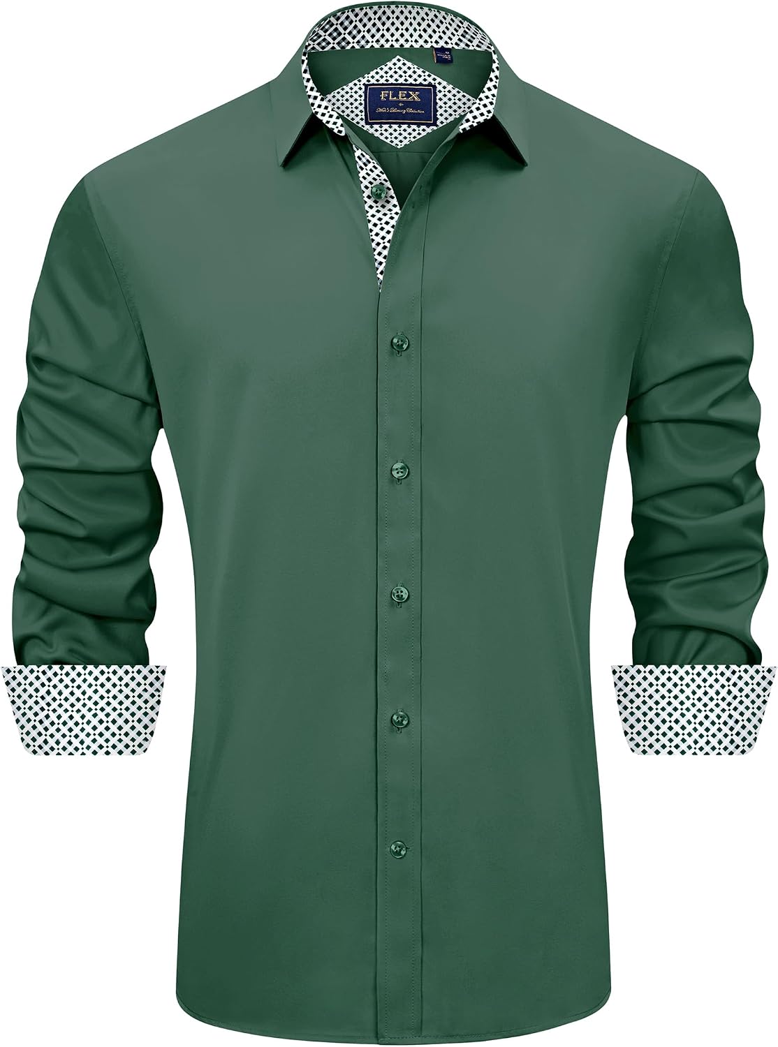 Men's Casual Long Sleeve Stretch Dress Shirt Wrinkle-Free Regular Fit Button Down Shirts