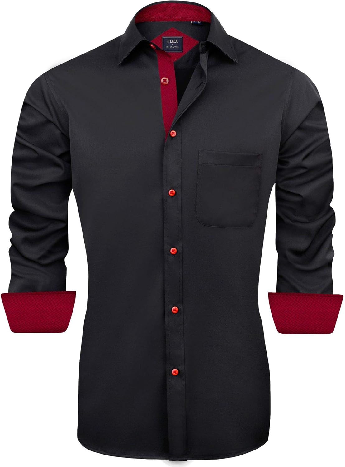 Men's Casual Long Sleeve Stretch Dress Shirt Wrinkle-Free Regular Fit Button Down Shirts