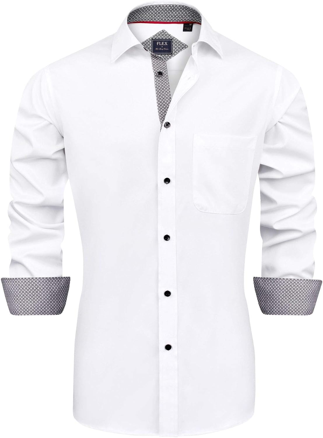 Men's Casual Long Sleeve Stretch Dress Shirt Wrinkle-Free Regular Fit Button Down Shirts