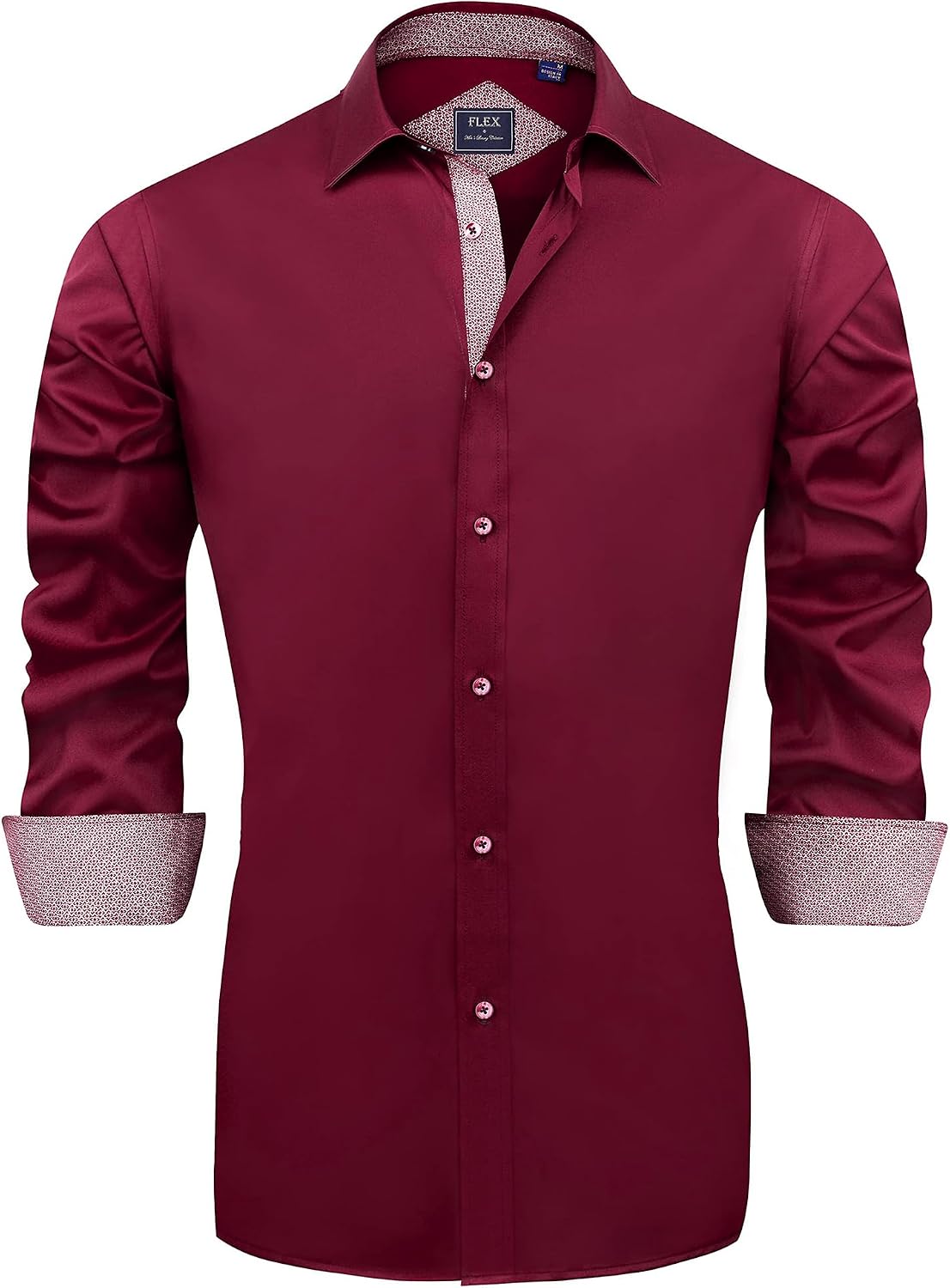 Men's Casual Long Sleeve Stretch Dress Shirt Wrinkle-Free Regular Fit Button Down Shirts