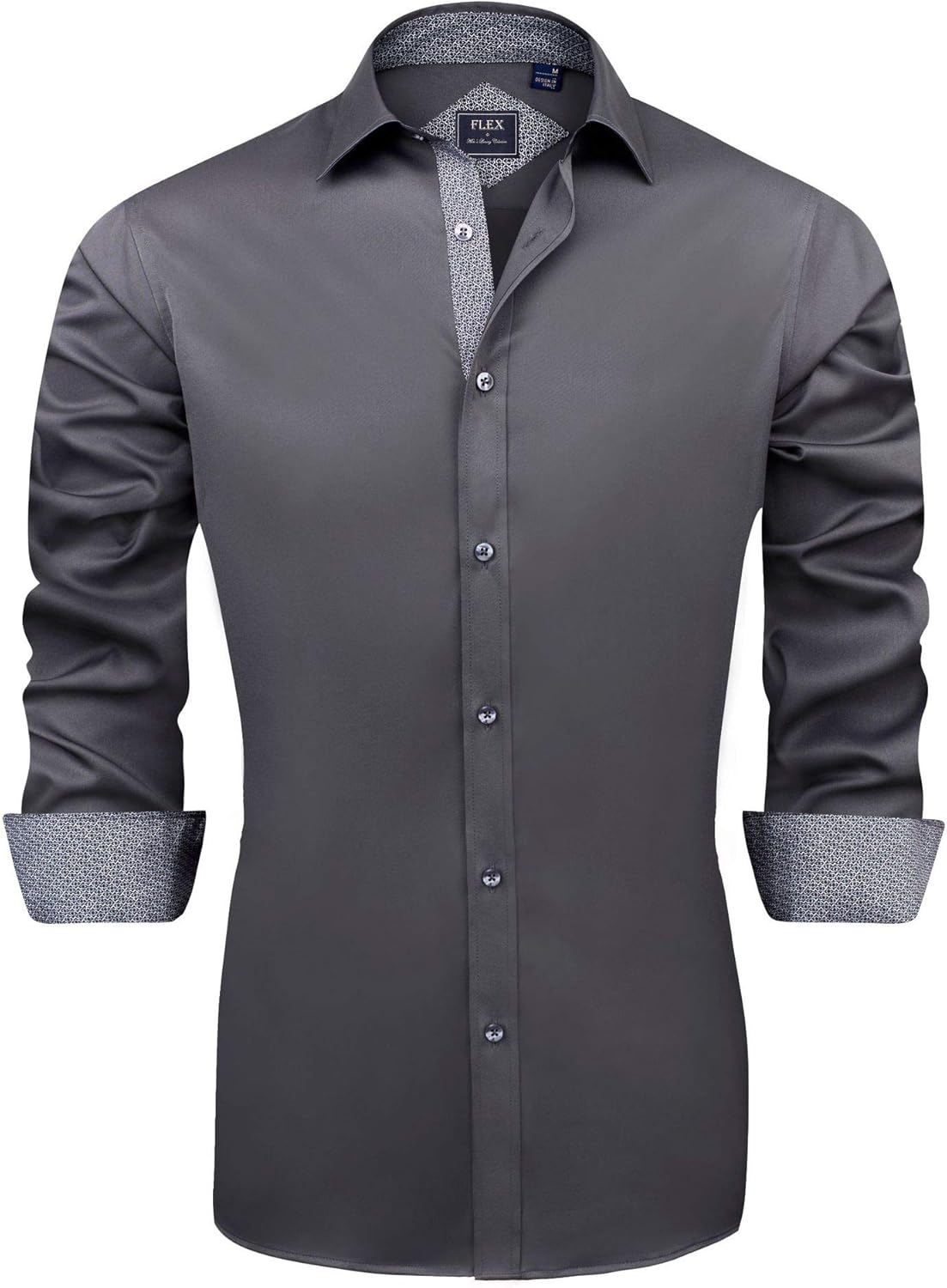 Men's Casual Long Sleeve Stretch Dress Shirt Wrinkle-Free Regular Fit Button Down Shirts