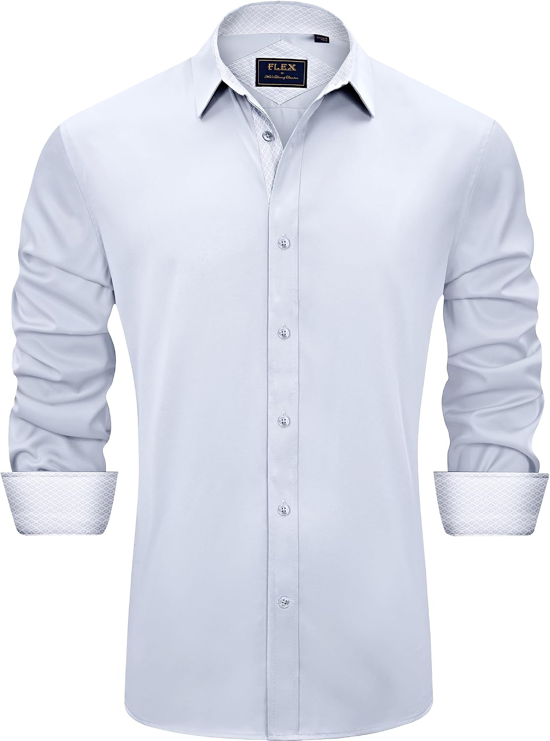 Men's Casual Long Sleeve Stretch Dress Shirt Wrinkle-Free Regular Fit Button Down Shirts