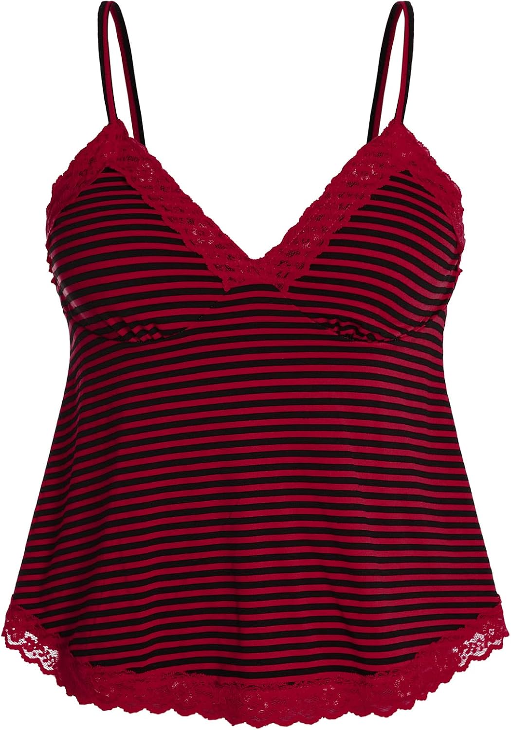 Womens Y2K Lace Cami Sleeveless Striped Spaghetti Strap Camisole Gothic Babydoll Tops