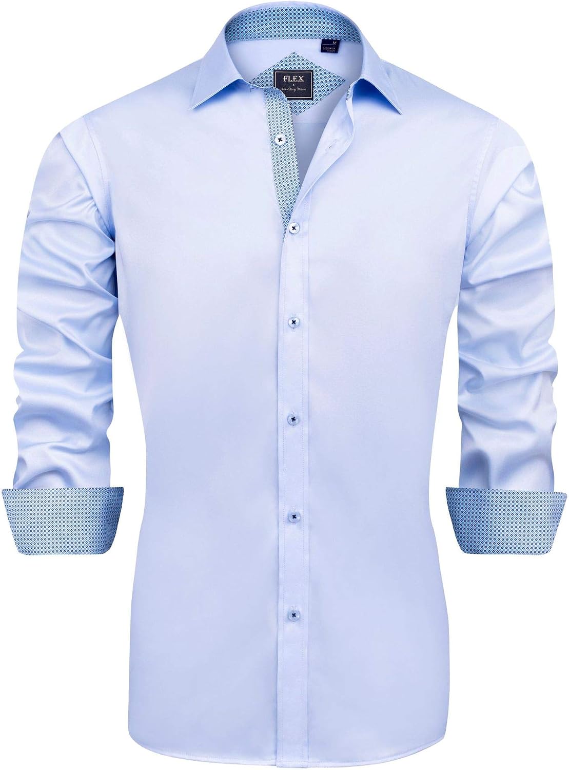 Men's Casual Long Sleeve Stretch Dress Shirt Wrinkle-Free Regular Fit Button Down Shirts