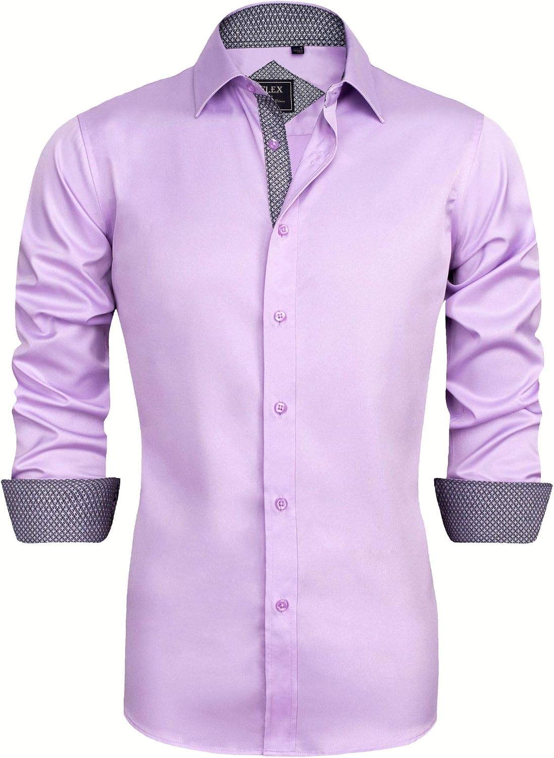 Men's Casual Long Sleeve Stretch Dress Shirt Wrinkle-Free Regular Fit Button Down Shirts
