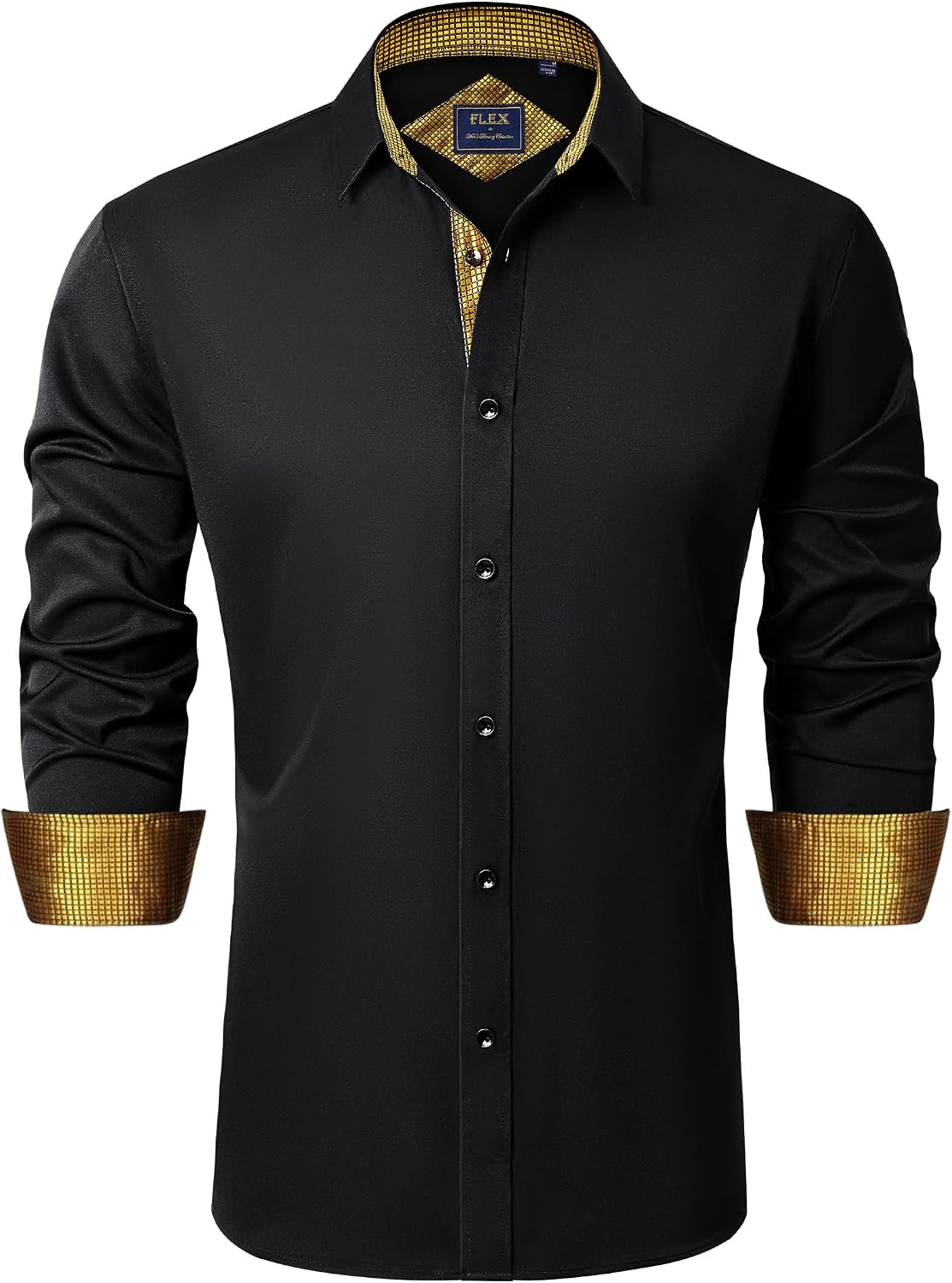 Men's Casual Long Sleeve Stretch Dress Shirt Wrinkle-Free Regular Fit Button Down Shirts