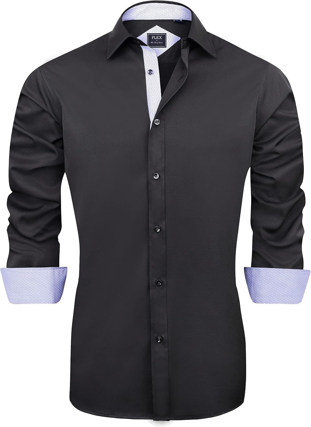 Men's Casual Long Sleeve Stretch Dress Shirt Wrinkle-Free Regular Fit Button Down Shirts