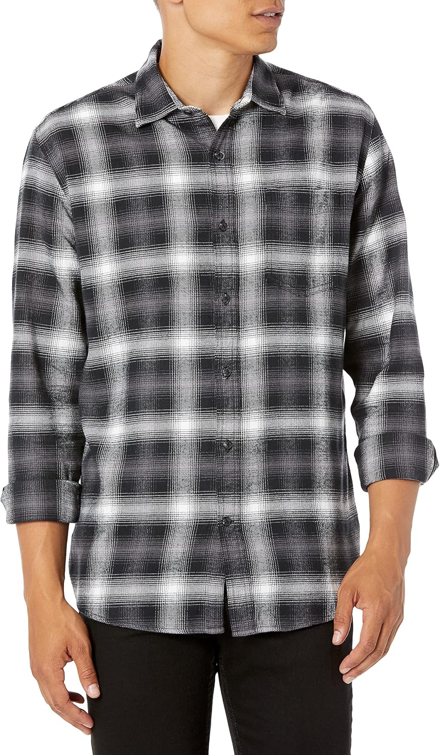 Men's Regular Fit Long-Sleeve Flannel Shirt, Soft Brushed Cotton, Lightweight yet Warm
