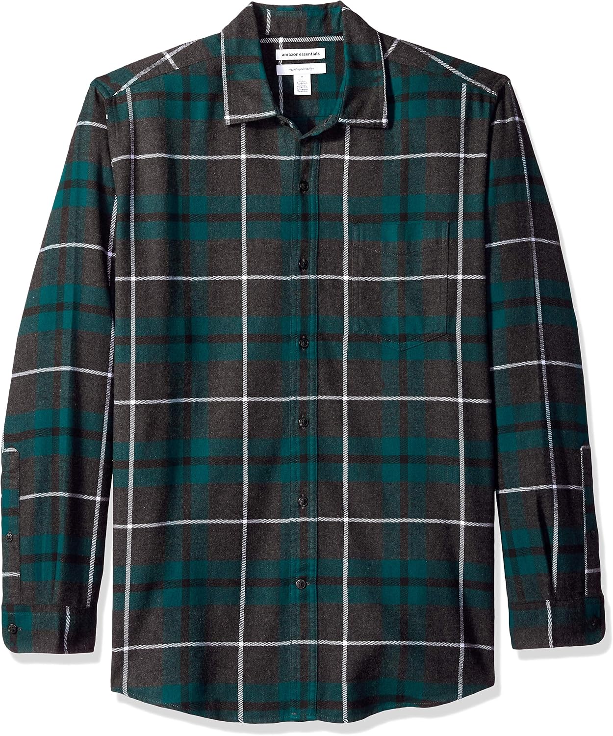 Men's Regular Fit Long-Sleeve Flannel Shirt, Soft Brushed Cotton, Lightweight yet Warm
