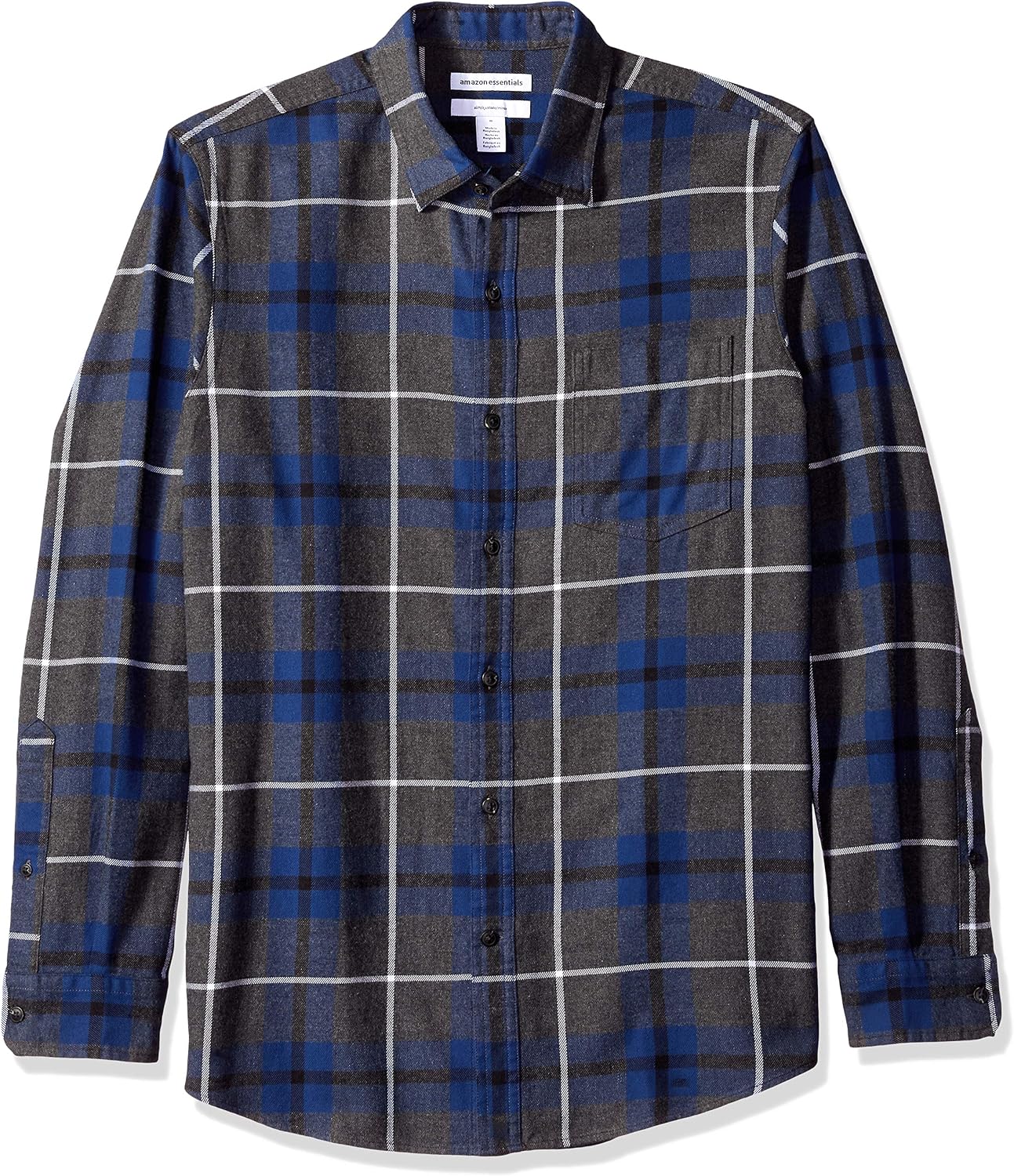 Men's Regular Fit Long-Sleeve Flannel Shirt, Soft Brushed Cotton, Lightweight yet Warm