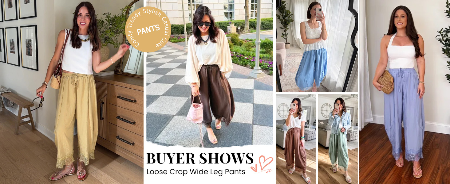 Cropped Lace Hem Pants