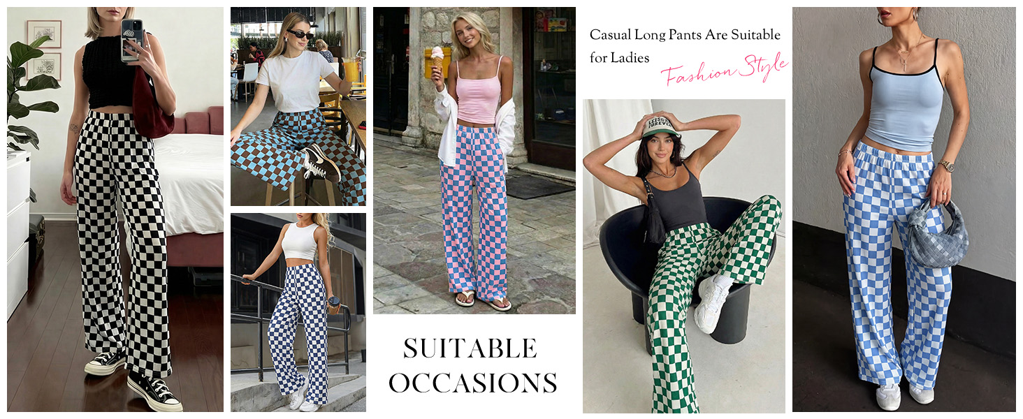 pring outfits for women Plaid pants Casual pants Girls Womens Yoga pants with pockets workout party