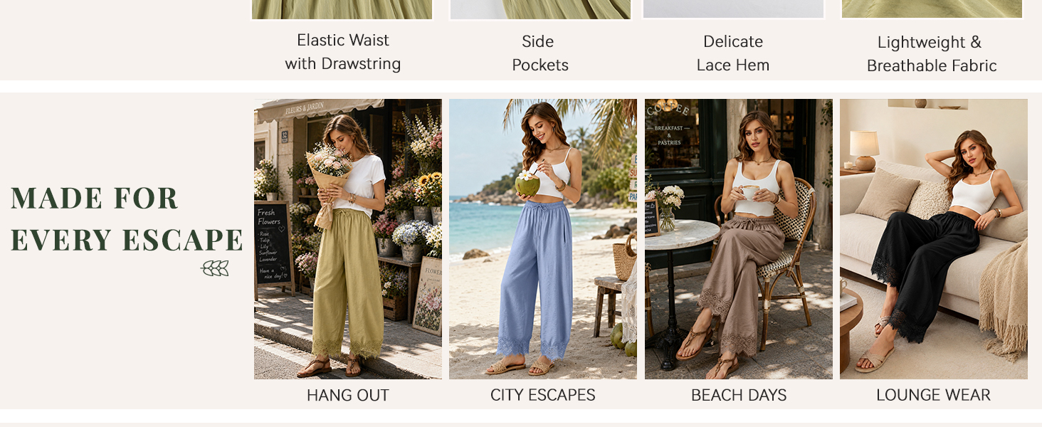 Cropped Lace Hem Pants