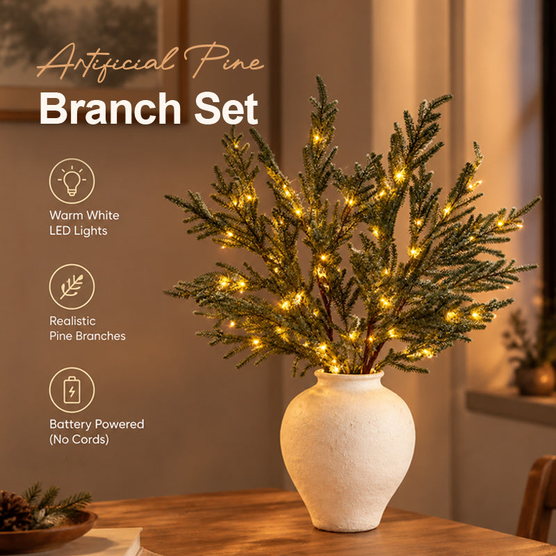 Artificial Norfolk Pine Branch Set with Lights