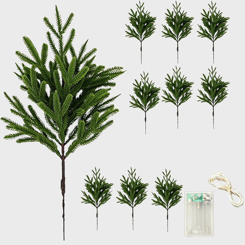 Artificial Norfolk Pine Branch Set with Lights