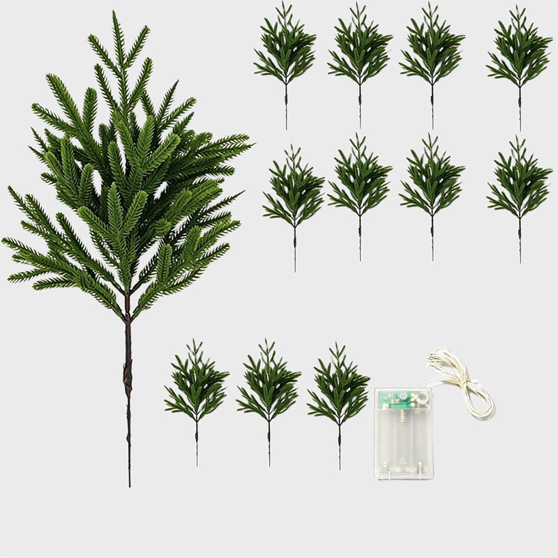 Artificial Norfolk Pine Branch Set with Lights