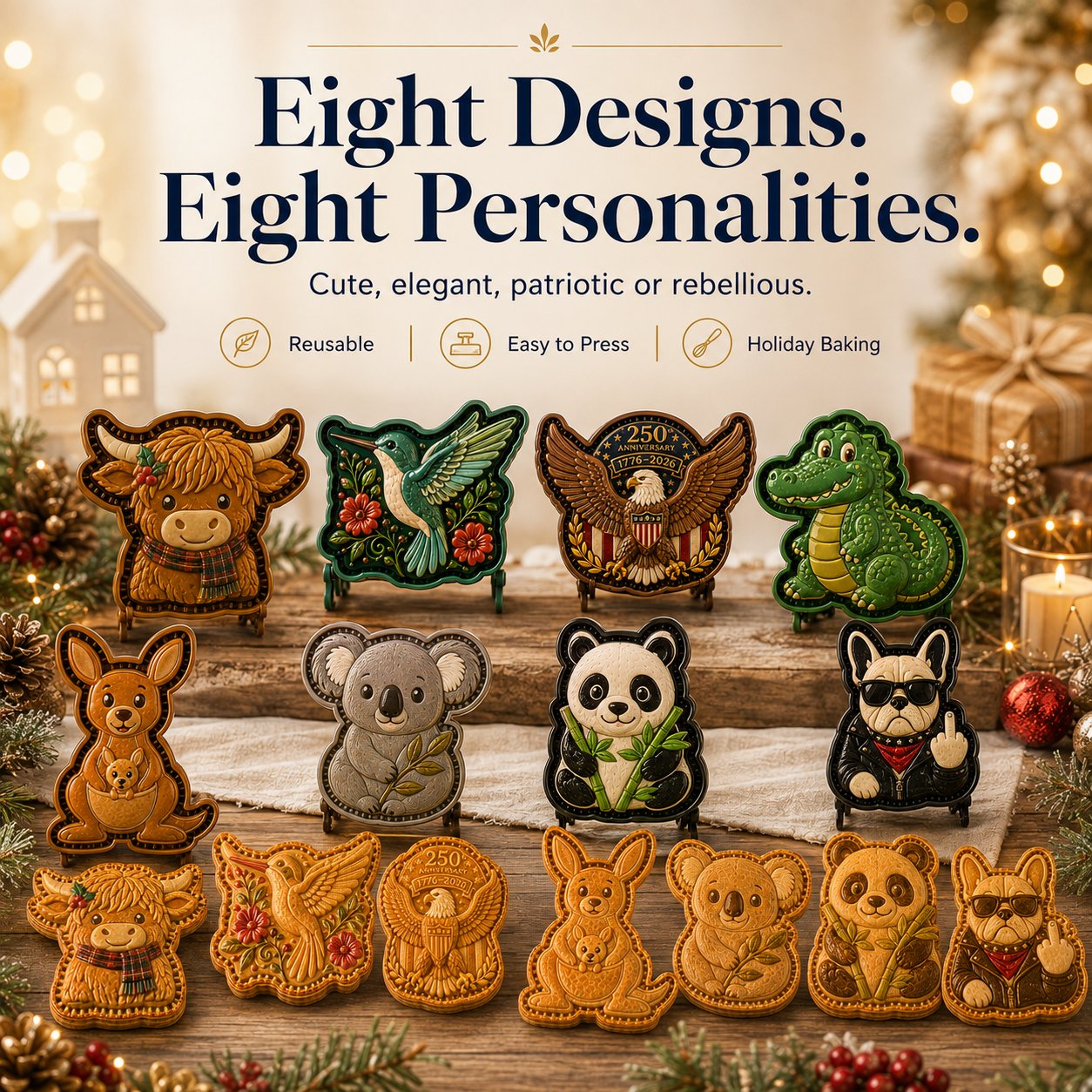Eight Animal Mini Pie Mold Designs