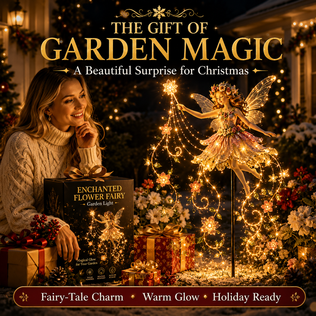✨ Enchanted Flower Fairy Solar Garden Light – Magical Glowing Outdoor Christmas Garden Decor 🧚🌸