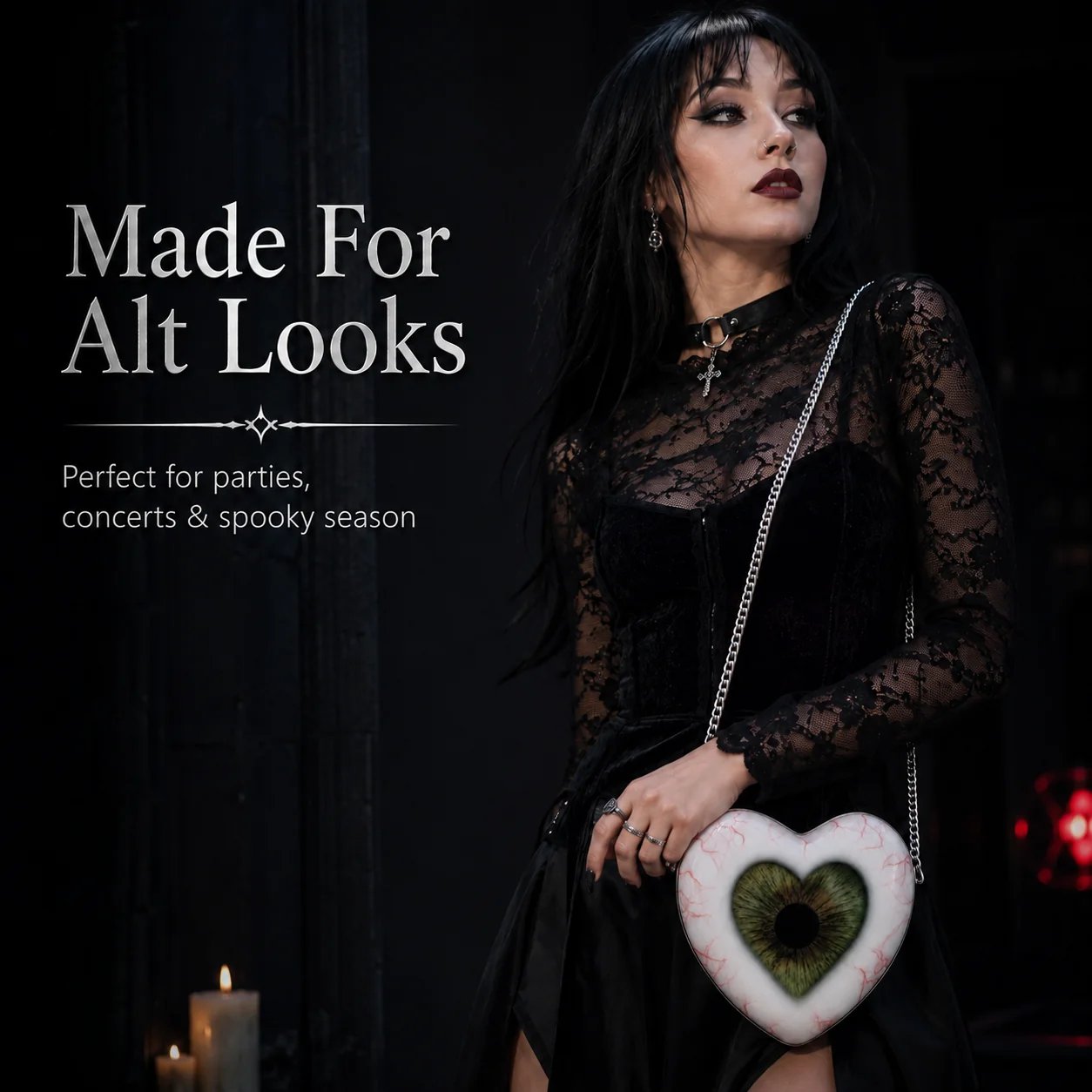 🔥Last day: 50% OFF 🖤👁 Eye-catching shoulder bag with a Gothic heart motif
