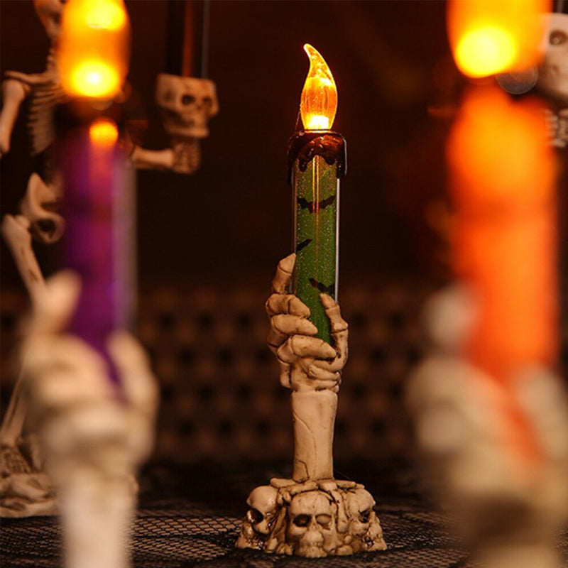 LED candle decoration in the shape of a ghostly hand for Halloween
