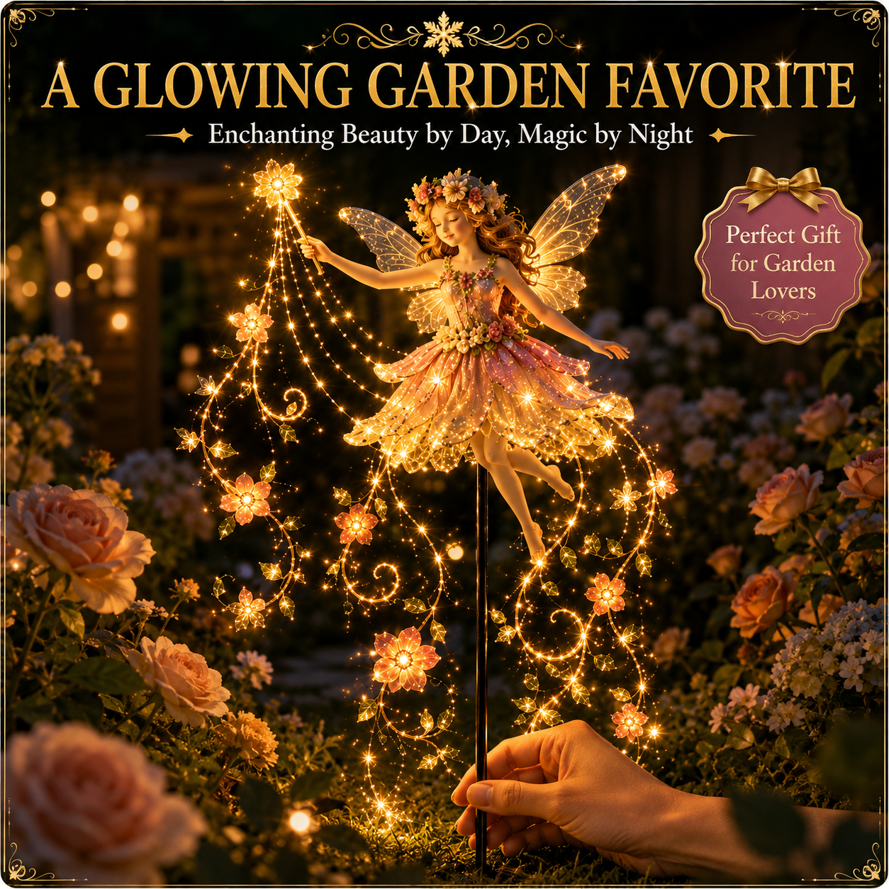 ✨ Enchanted Flower Fairy Solar Garden Light – Magical Glowing Outdoor Christmas Garden Decor 🧚🌸