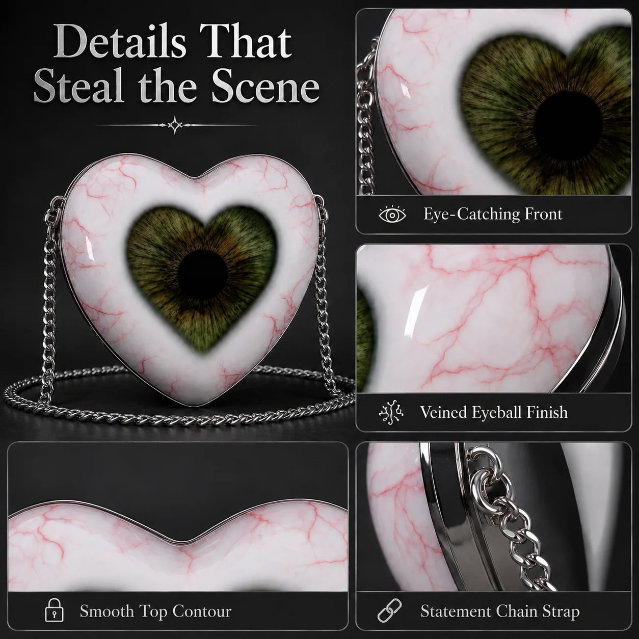 🔥Last day: 50% OFF 🖤👁 Eye-catching shoulder bag with a Gothic heart motif