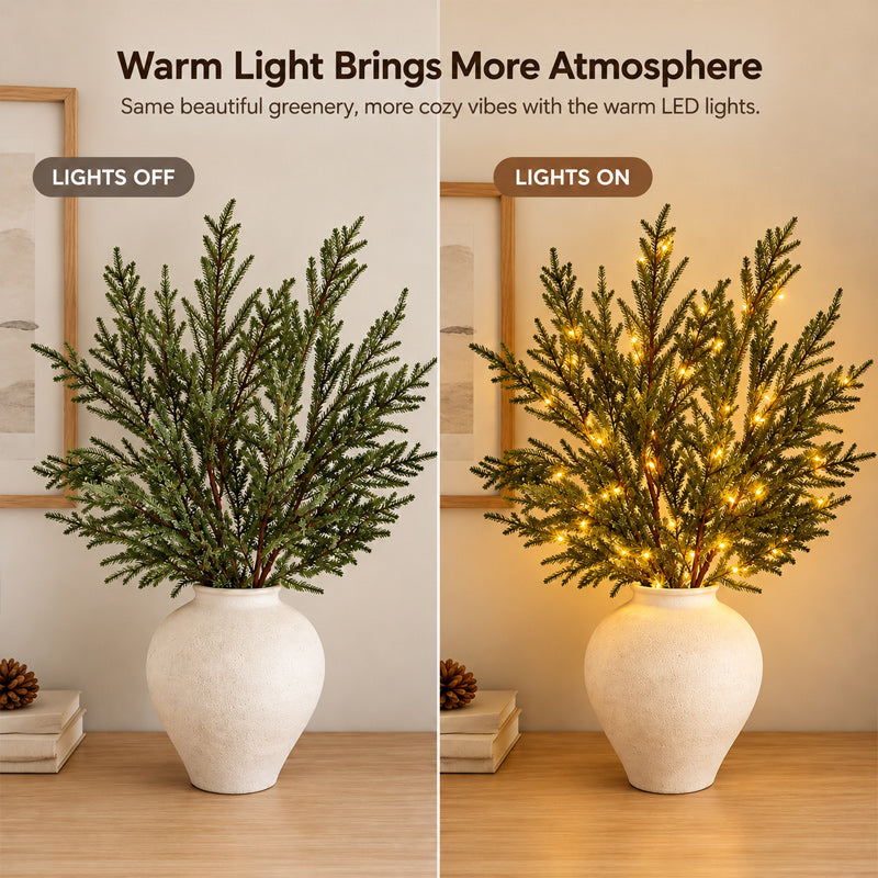Artificial Norfolk Pine Branch Set with Lights