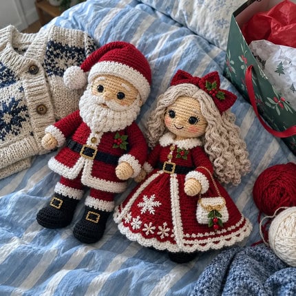 Santa and Mrs Claus dolls by Reinelda