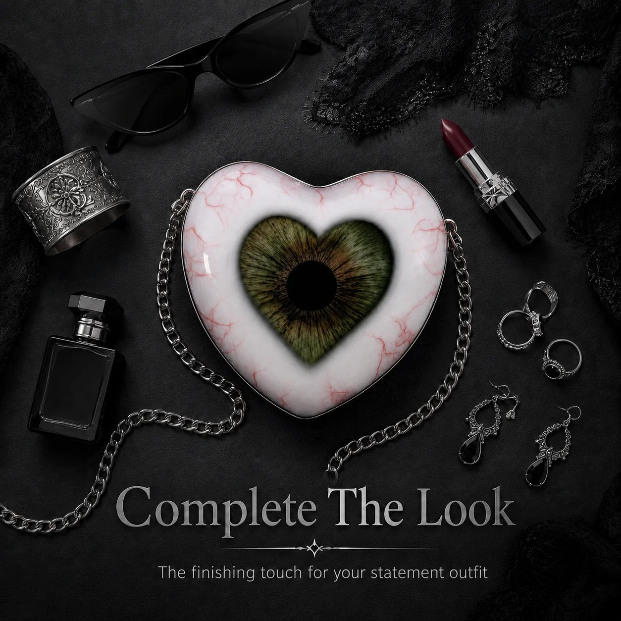 🔥Last day: 50% OFF 🖤👁 Eye-catching shoulder bag with a Gothic heart motif