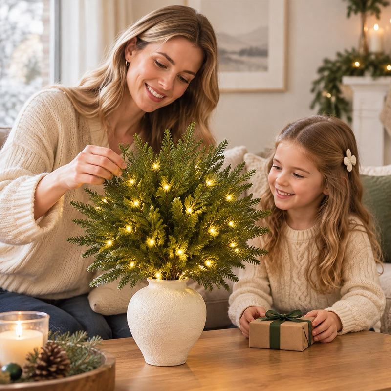Artificial Norfolk Pine Branch Set with Lights