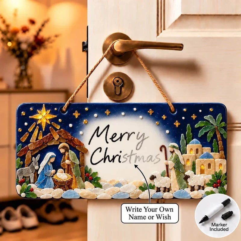 Bethlehem Holy Night sea glass Christmas sign style