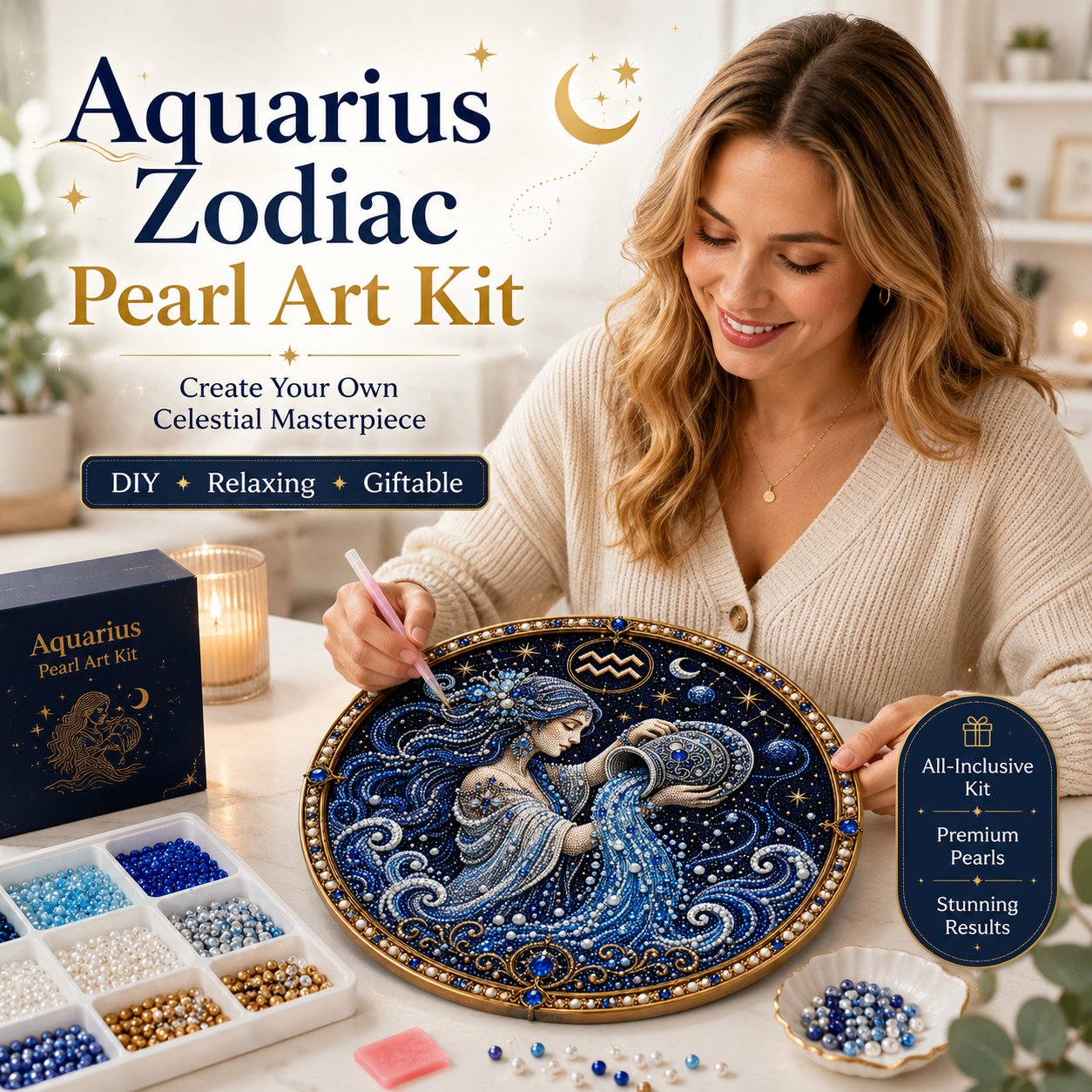🔥 Create Your Own Heavenly Masterpiece — 12 Zodiac Signs Bead Art DIY Kit ♈🌙