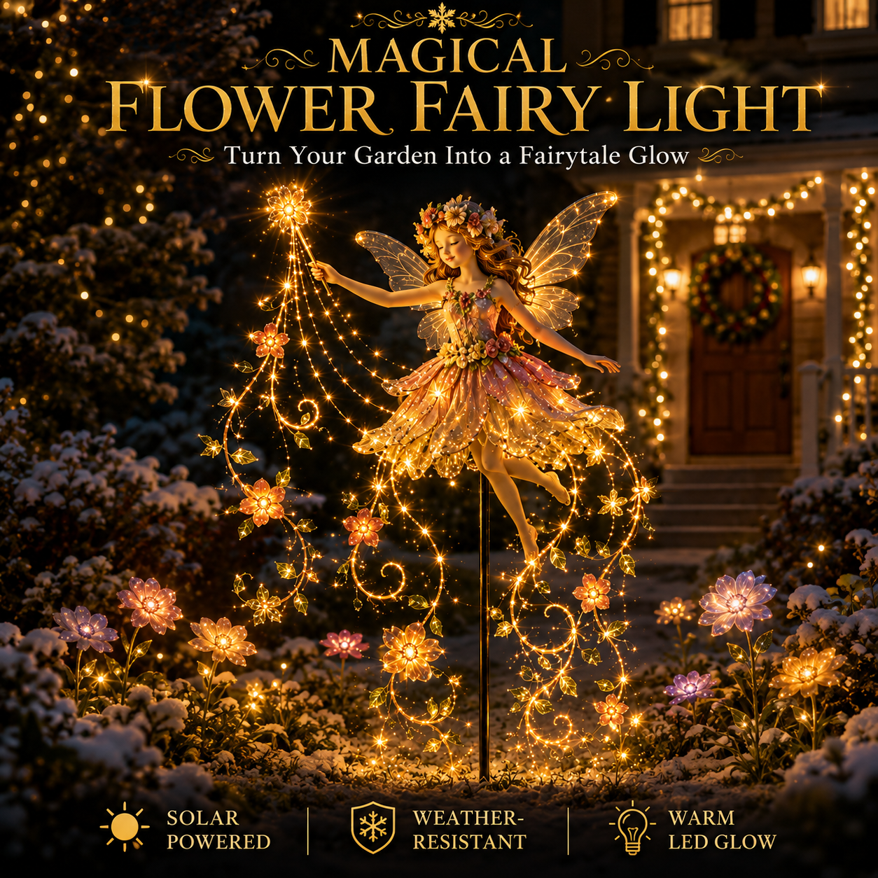 ✨ Enchanted Flower Fairy Solar Garden Light – Magical Glowing Outdoor Christmas Garden Decor 🧚🌸