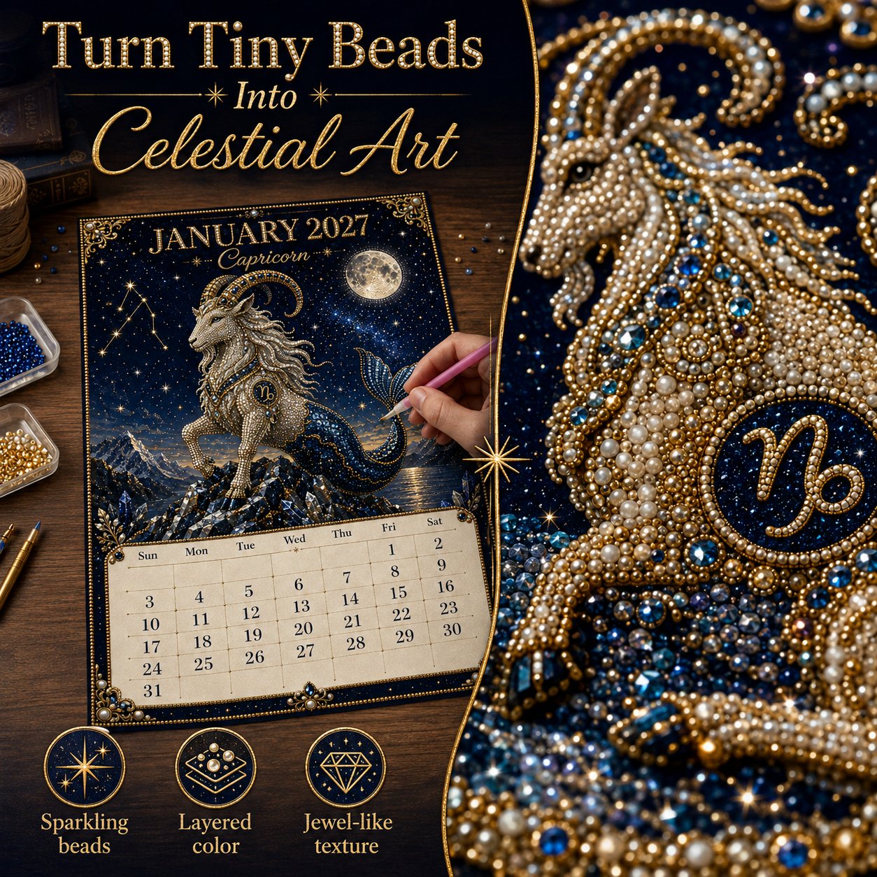 Sparkling Zodiac Bead Art Details
