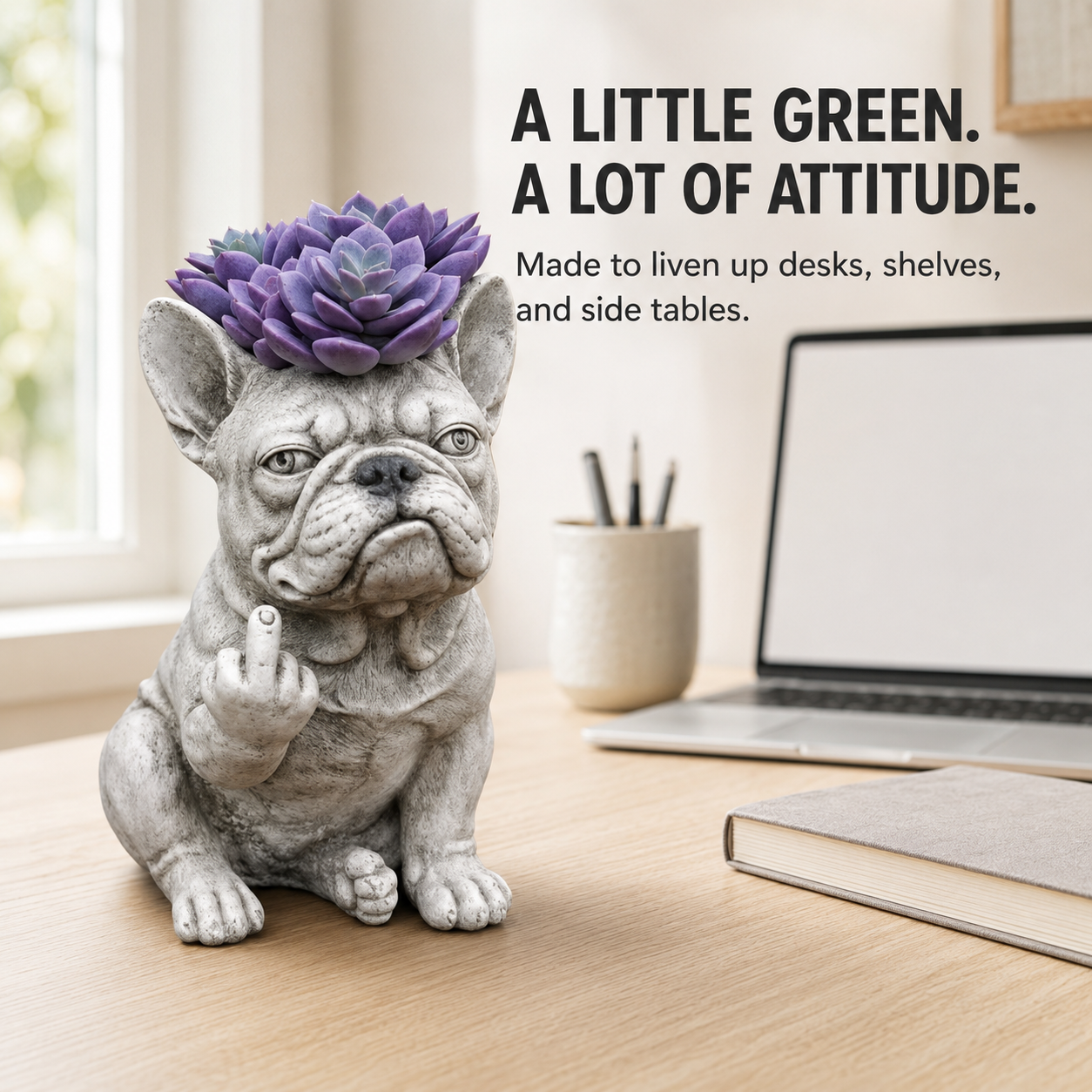 Grumpy Bulldog Planter
