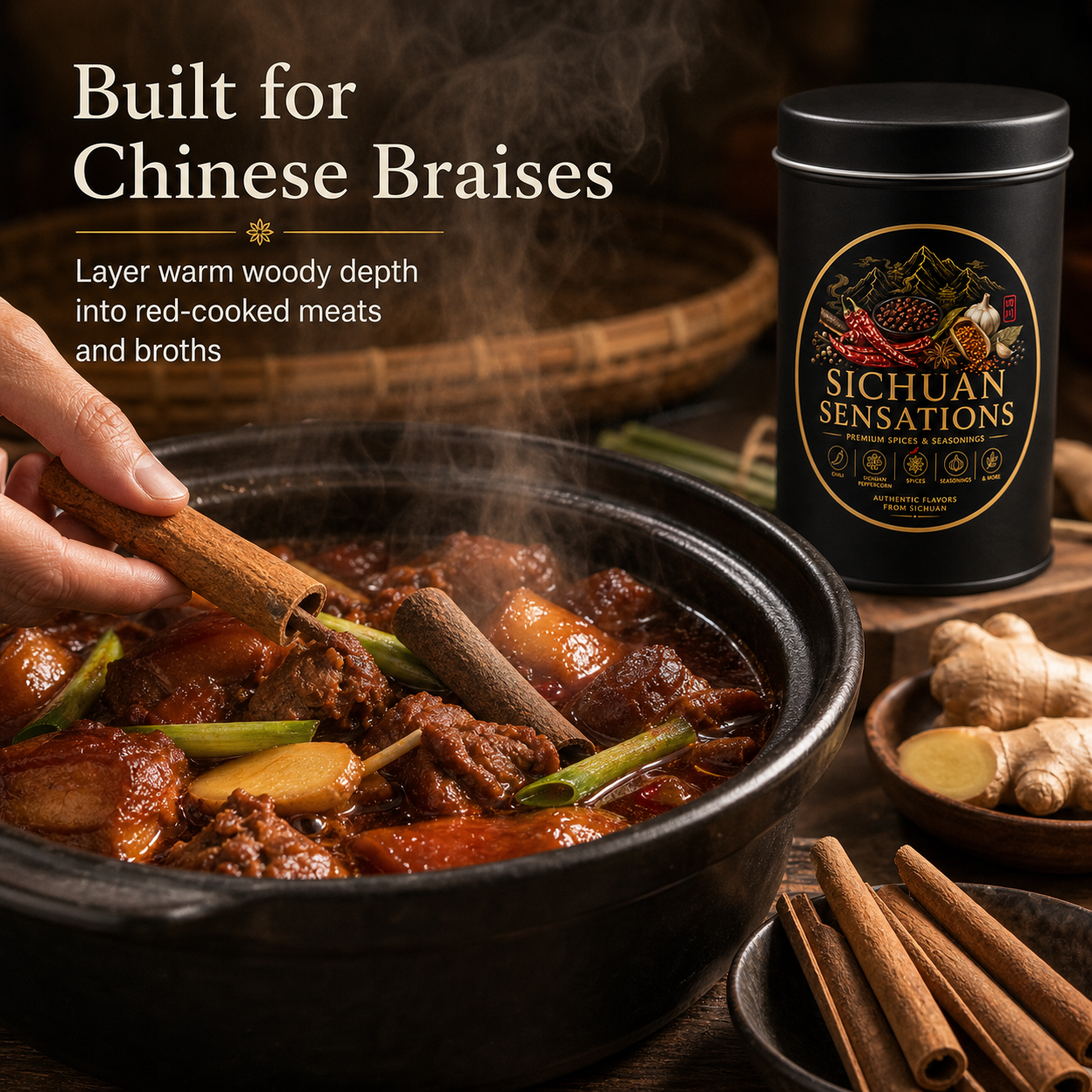 Sichuan Sensations Whole Cassia Bark Sticks | Sun-Dried Chinese Cinnamon Spice for Braises, Broths & Stews-RuralMala
