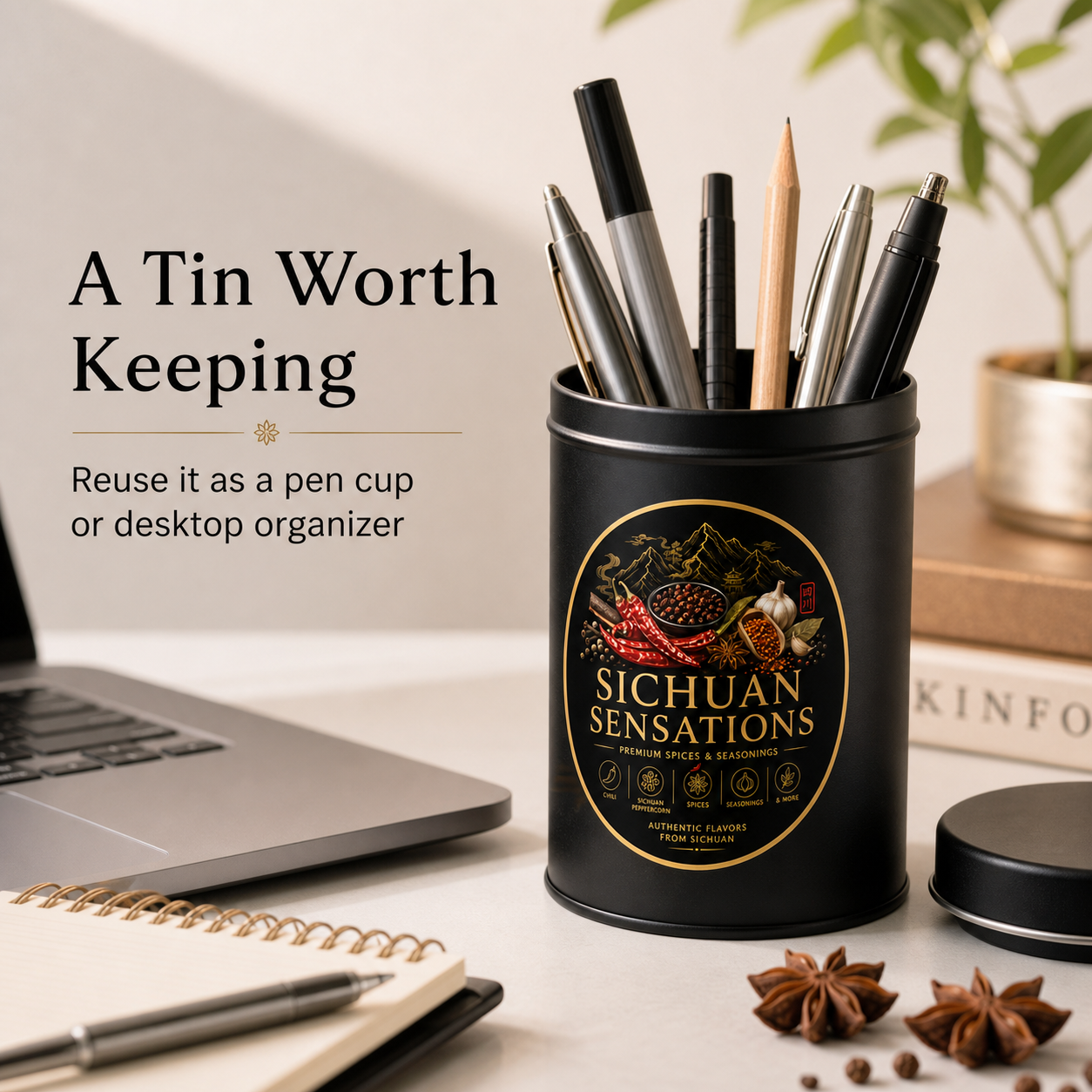 Sichuan Sensations Whole Star Anise Pods in Reusable Spice Tin | Aromatic Sichuan Spice for Braises, Broths & Stews-RuralMala