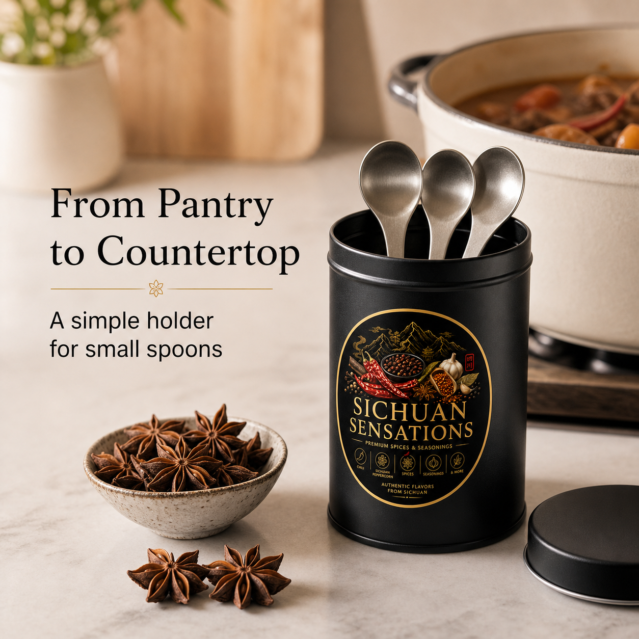 Sichuan Sensations Whole Star Anise Pods in Reusable Spice Tin | Aromatic Sichuan Spice for Braises, Broths & Stews-RuralMala
