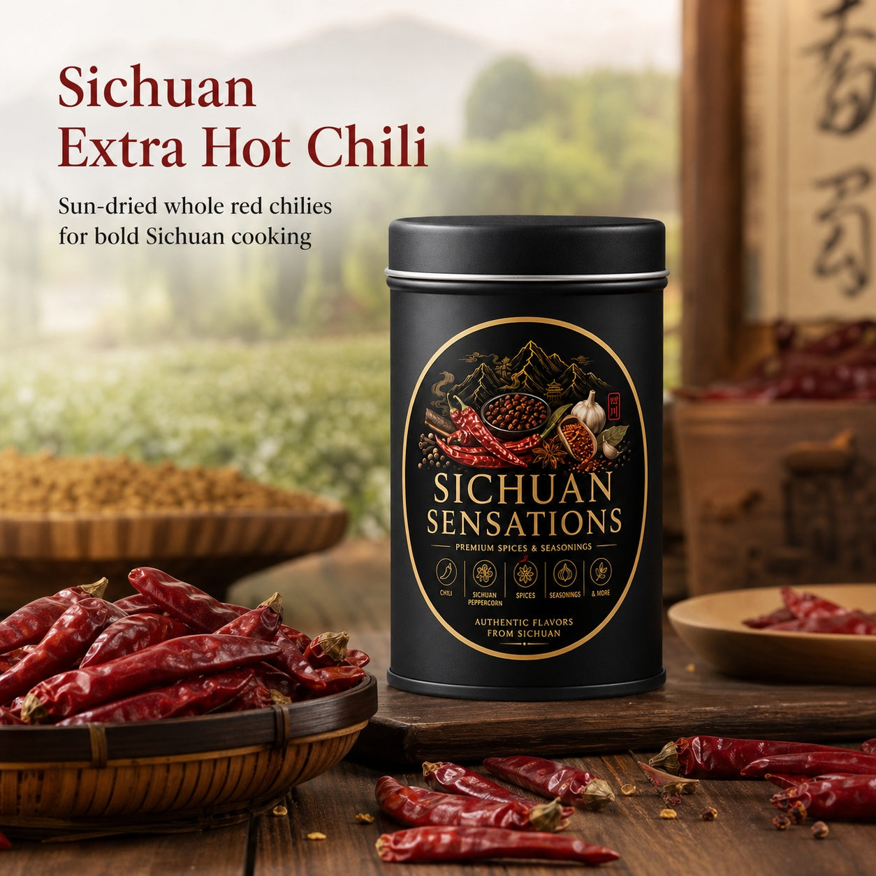 Sichuan Sensations Extra Hot Whole Dried Chili | Sun-Dried Sichuan Chili for Chili Oil, Hot Pot & Red Oil Wontons-RuralMala
