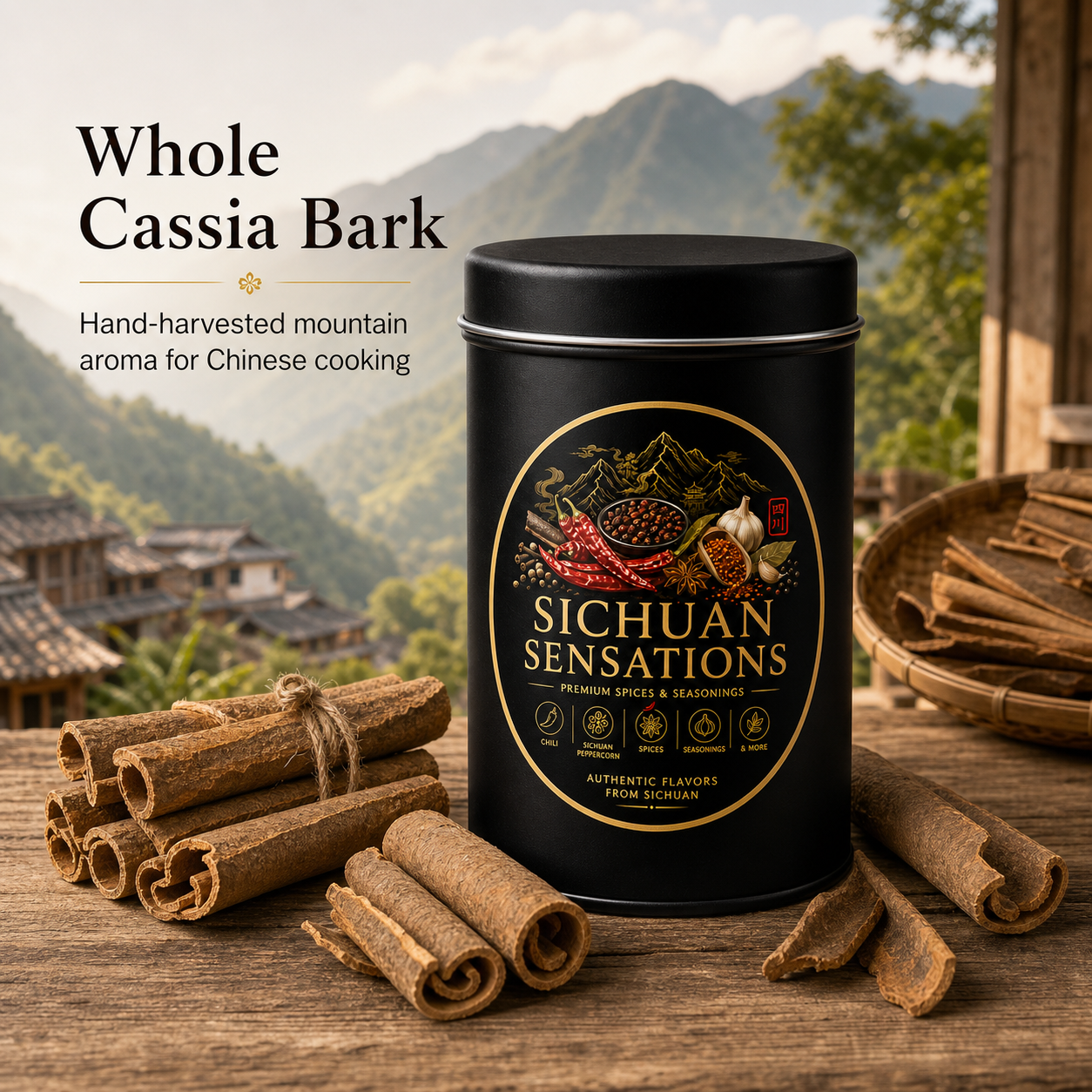 Sichuan Sensations Whole Cassia Bark Sticks | Sun-Dried Chinese Cinnamon Spice for Braises, Broths & Stews-RuralMala