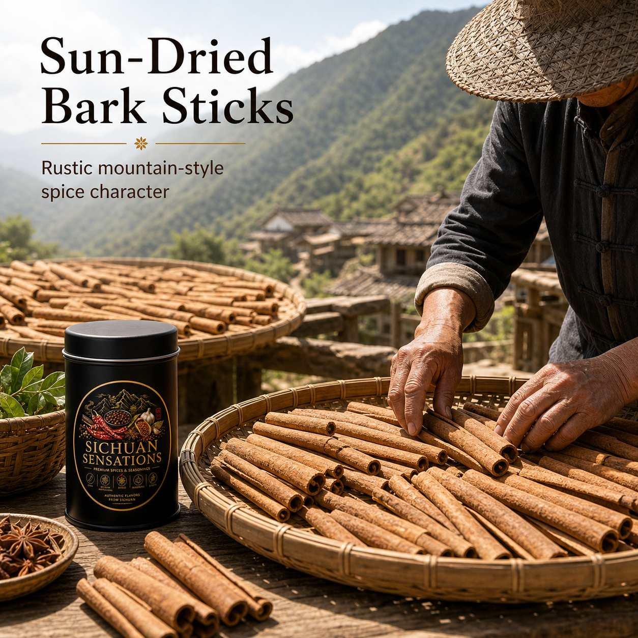 Sichuan Sensations Whole Cassia Bark Sticks | Sun-Dried Chinese Cinnamon Spice for Braises, Broths & Stews-RuralMala