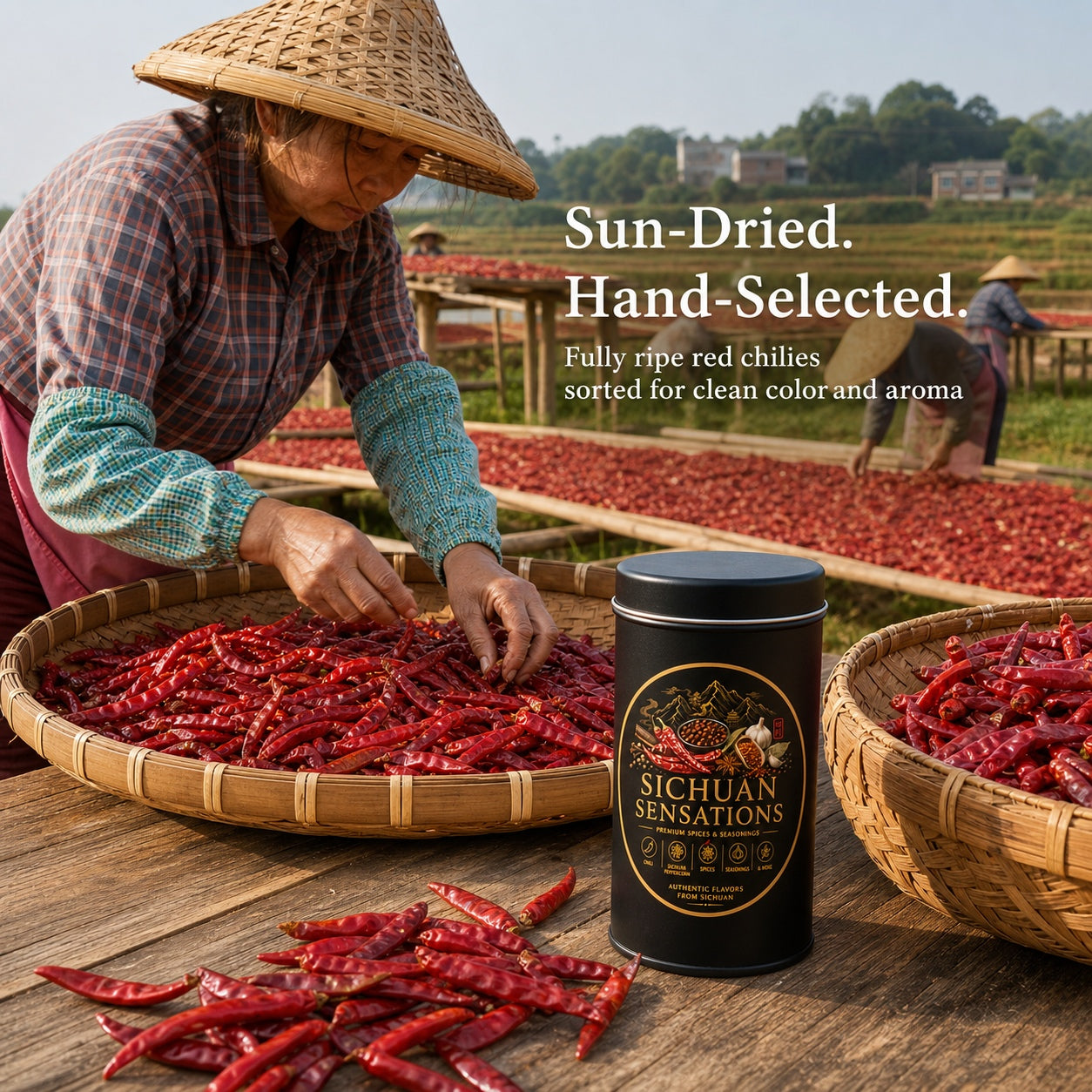 Sichuan Sensations Extra Hot Whole Dried Chili | Sun-Dried Sichuan Chili for Chili Oil, Hot Pot & Red Oil Wontons-RuralMala