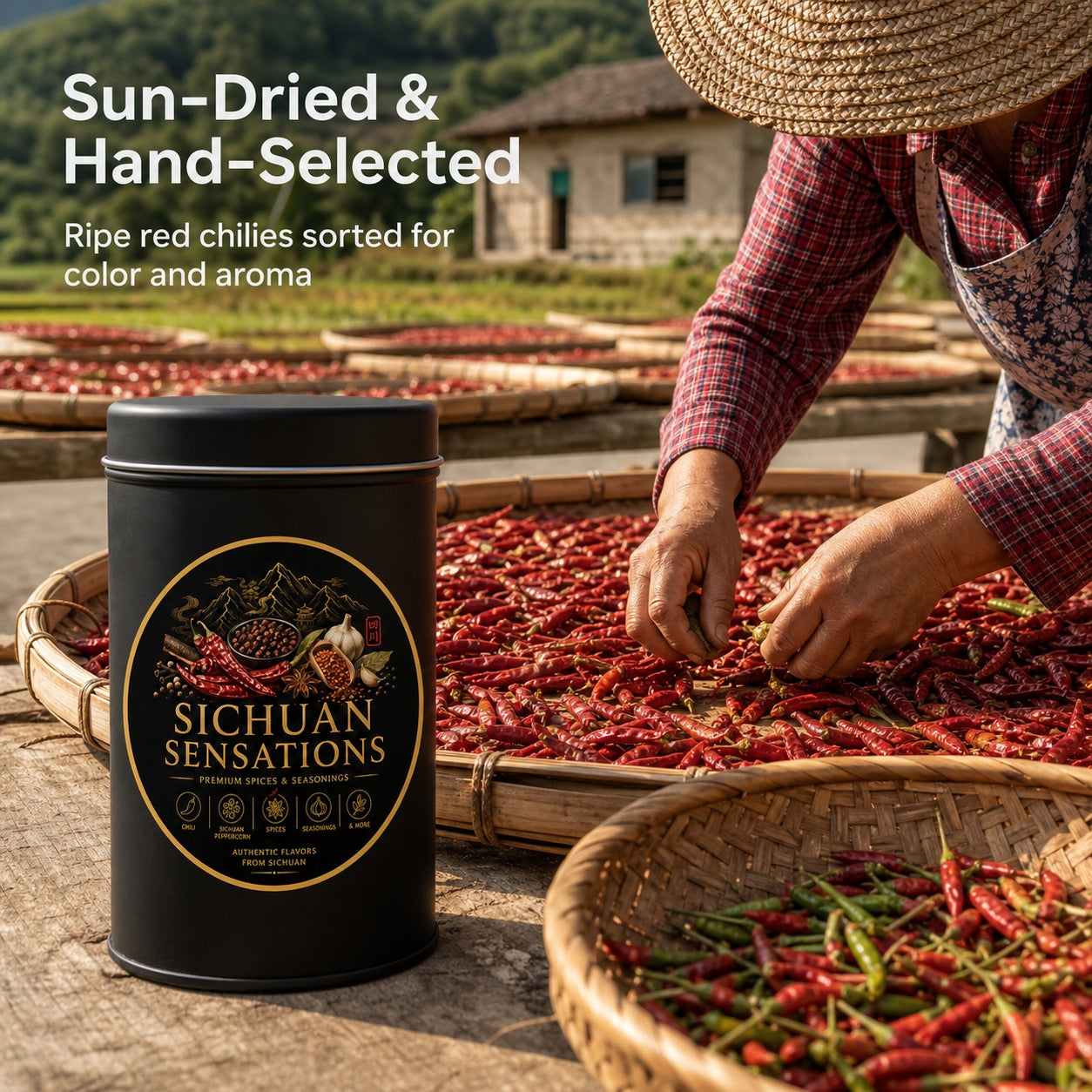 Sichuan Sensations Medium Heat Whole Dried Chili | Sun-Dried Sichuan Chili for Hot Pot, Chili Oil & Mala Dishes-RuralMala