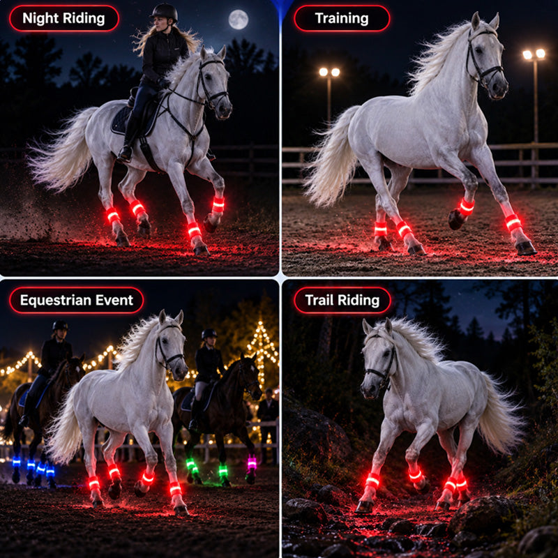 LED-beenbanden voor paarden | Goed zichtbare lichtgevende banden voor paardrijden in het donker